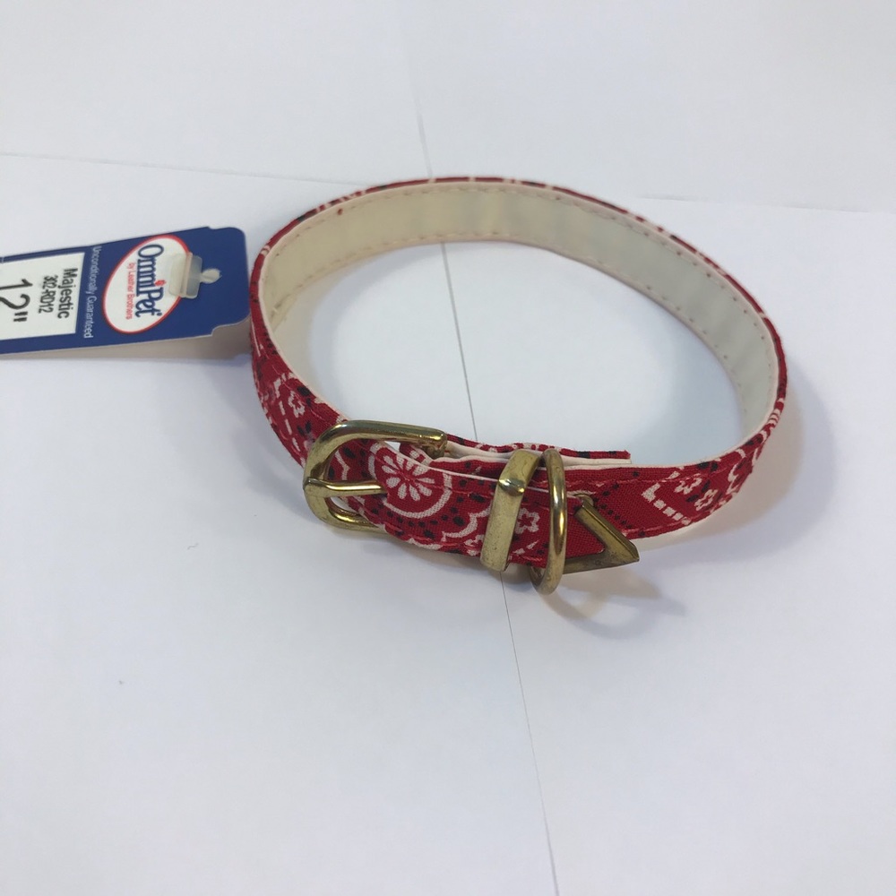 Omnipet Dog Pet Animal Collar Red Gold Paisley 12” - Picture 3 of 7